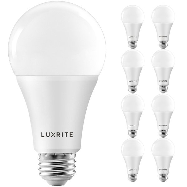 Luxrite A21 LED Light Bulbs 22W (150W Equivalent) 2550LM 2700K Warm White Dimmable E26 Base 8-Pack LR21450-8PK